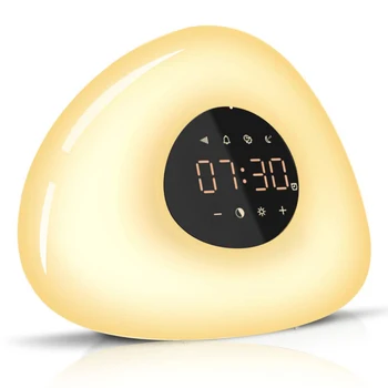 Smart Wake Up Light Vækkeur LED sengelampe Touch Kontrol Nat Lys Sunrise Sunset Simulering 10Nature Lyder Til Soveværelse