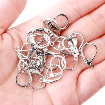 100Pcs/masse nikkelfri og blyfri Sølv Forgyldt fransk Øreringe Krog Øre Wire Håndtaget Tilbage Open Loop DIY Smykker Resultater