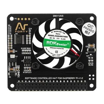 Argon FAN HAT Modul til Raspberry Pi 4B/3B+/3 Temperatur Kontrol Fan med Funktion Power-Knappen for Raspberry Pi 4 Model B
