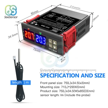 Dual Digital temperaturregulator Skifte STC-3018 12V 24V 110V 220V Celsius & Fahrenheit C/F Termoregulator Termostat