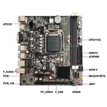 LGA1155 Praktiske Bundkort Stabil for H61 SoCket DDR3 Hukommelse COMPuter Tilbehør Control Board