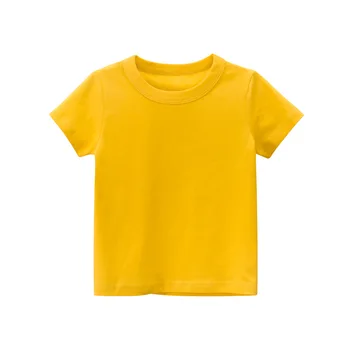 Sommer for børn kortærmet bomulds T-shirt tilpasset solid farve patternless børnetøj til drenge og piger