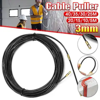 3mm Holdbar Sort Glasfiber El-Guide-Enhed Kabel-Tryk Pullers Kanalen Slangen Rodder Fisk Tape Wire 5m til 40m Længde