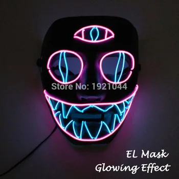 Halloween ghost Slids munden lyser glødende EL wire Søde maske Mode Cosplay Kostume maske maske for partiet Ved 3V Konstant Kørsel