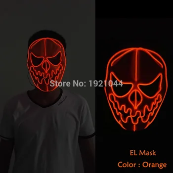 Halloween ghost Slids munden lyser glødende EL wire Søde maske Mode Cosplay Kostume maske maske for partiet Ved 3V Konstant Kørsel