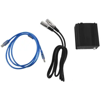 48V USB-Phantom Strømforsyning USB-Kabel Mikrofon Kabel Til Mini Kondensator Mikrofon Optagelse Udstyr-sort