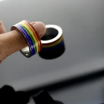 STOLTHED GLANS RING gay GLANS RING i Rustfrit Stål Gay Pride Rainbow Stoppe for Tidlig Sædafgang Erektion Bur rainbow penis ring
