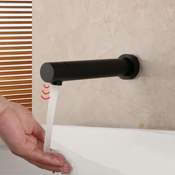 Mat Sort Toilet, Badeværelse Hane, Vægbeslag Sensor Hane Automatisk Hånd Fri Touch Sensor Håndvask Håndvask Koldt Tryk Faucet