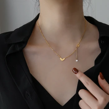 YUN RUO den Europæiske 2020-Gul Guld Farve Hjertet Zircon Halskæde Kvinde Smykker Mode Titanium Stål Tilbehør Aldrig Falme