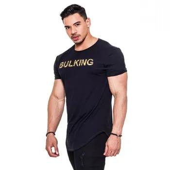 BULKING Mærke Mænd fitnesscentre t-shirt Tynde elasticitet Bodybuilding træning shirts mandlige Casual t-stykkerne, toppe Mærke tøj