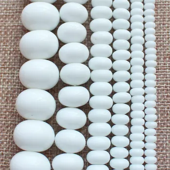 3x5mm,4x6-13x18mm glat Hvid porcelæn Agater Rondelle abacus form Løse Perler 15