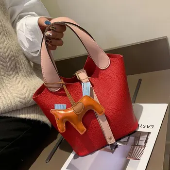 Kvinden bag Nye koreanske version Vilde Messenger taske Skulder Mode Håndtaske Spand pose Ladies' lille pose C42-35