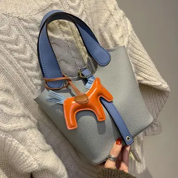 Kvinden bag Nye koreanske version Vilde Messenger taske Skulder Mode Håndtaske Spand pose Ladies' lille pose C42-35