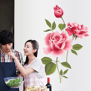 Romantisk Kærlighed 3D Steg Blomst Blomstre Wall Stickers Møbler, stuen TV-Dekoration Wall Sticker Home Decor Decal Kunst