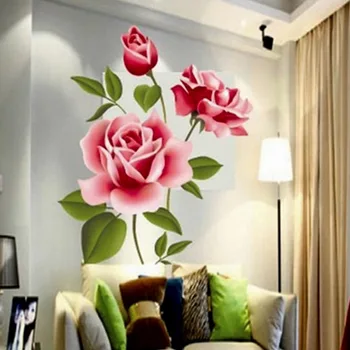 Romantisk Kærlighed 3D Steg Blomst Blomstre Wall Stickers Møbler, stuen TV-Dekoration Wall Sticker Home Decor Decal Kunst