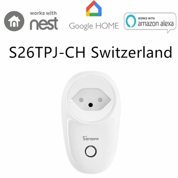 SONOFF S26 Schweiz WiFi Smart Socket Trådløse Plug APP Fjernbetjeningen Stik Timing Stikkontakt Power Smart Home Skifte Med Alexa