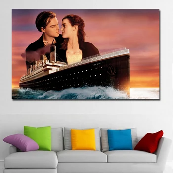 USELVISK Kate Winslet og Leonardo Dicaprio Titanic Lærred Kunst Udskriver lærred Maleri Hjem Dekoration Væggen Billede til stuen