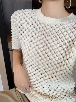 2020 Ny koreansk Stil Slim Cut-out Uldne Sweater, Pullover Kvinders Bunden Kort-Langærmet Airable Trøje Strikket T-shirt til Kvinder
