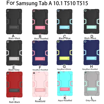 Tablet etui Til Samsung Galaxy Tab 10.1 T510 T515 10.1 tommer Bærbare Solid anti-fald Tre anti-beslag Stå Tablet Tilfælde 2019