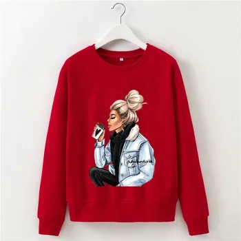 Sweatshirt Kvinder 2020 Damer Femme langærmet Hvid Sort Rød Efteråret Vintage Grafisk Sweatshirt Karakter Sweatshirt sudaderas