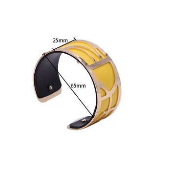 Geometriske Cuff Bangle Armbånd med Guld Farve Manchette Armbånd Femme Acier Reversible Læder Armbånd Smykker