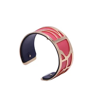 Geometriske Cuff Bangle Armbånd med Guld Farve Manchette Armbånd Femme Acier Reversible Læder Armbånd Smykker