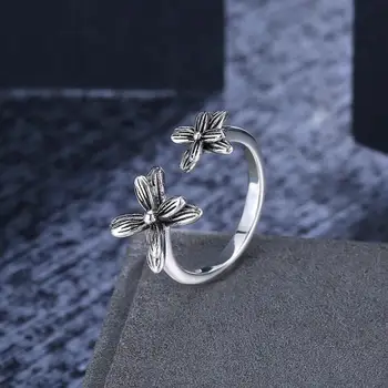 GOMAYA 925 Sterling Sølv Ring Romantisk Fine Smykker Justerbar Pige Ring Blomster Design-Jubilæum ' s Day Gave til Kæreste
