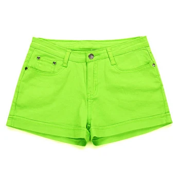 Forår efterår sommer 2020 ny solid farve rulle op hem jeans shorts feminino elastic plus size hot denim shorts til kvinder