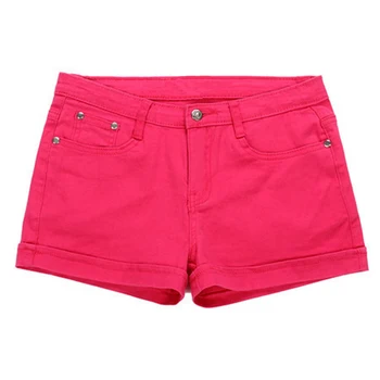 Forår efterår sommer 2020 ny solid farve rulle op hem jeans shorts feminino elastic plus size hot denim shorts til kvinder