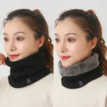 2020 Trendy Kvinder Strikket Forfang Tørklæde Vinter Varm halsring Tørklæder Fleece indvendig Krave Cirkel Tørklæde Cykling Face-Maske-Hætte