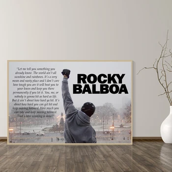Rocky Balboa Sort og Hvid Maleri Kunst Bodybuilding Boksning Plakater Væg Kunst Billede Motiverende Stue Indretning Cuadros