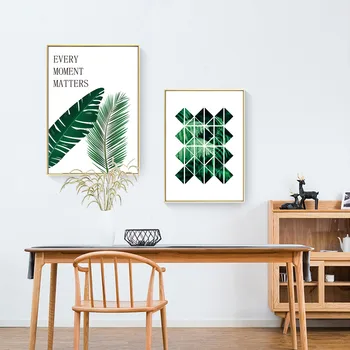 Nordisk Grønne Planter Moderne Simpel Stil Plakat Tryk På Lærred Maleri På Væg Kunst, Stue, Boligindretning