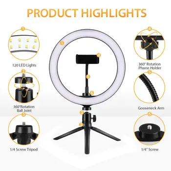 6i 10i 16cm 26cm LED-Ringen Lys telefonholder Selfie Mini stativ Ring Lampe Til iphone huawei xiaomi Youtube Live broadcast Vide