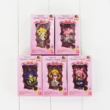 5pcs/Lot 4-6cm Sailor Moon Nøglering Vedhæng Tsukino Jupiter Saturn Kat Unicorn Glimt Dolly Figur Legetøj