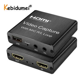 4K HDMI-kompatibelt Grafik Capture Card USB 2,0 Video Optagelse Box PC-Spil Live Streaming Video Recorder Mic I Lyd Loop Out