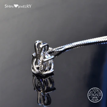 Shipei 925 Sterling Sølv Halskæde Fine Smykker 8mm Runde Skabt Moissianite Halskæde til Kvinder Julegave