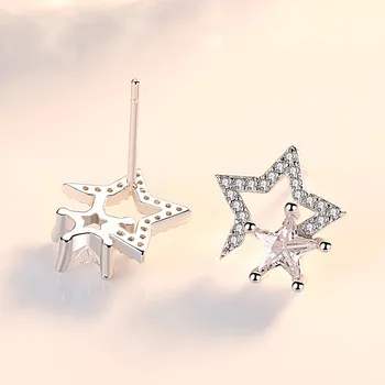 Fremme 925 sterling sølv mode skinnende krystal stjerne damer'stud øreringe smykker kvindelige gave Anti allergi drop shipping