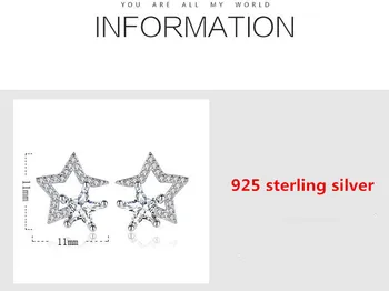 Fremme 925 sterling sølv mode skinnende krystal stjerne damer'stud øreringe smykker kvindelige gave Anti allergi drop shipping