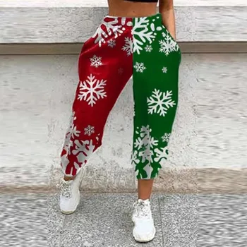 Fashion Kvinder Jul Snowflake Udskrivning Sweatpants Casual Bukser, Lange Bukser Kvinder Udendørs Casual Løs Varme Bukser