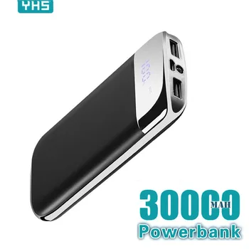 30000mah Power Bank Ekstern Batteri PoverBank 2 USB LED Powerbank Bærbare Mobiltelefon-Oplader til XiaomiMI iphone7 8 Huawei5G