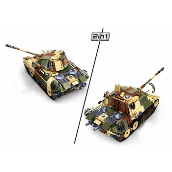 Militær-serien World War II WW2 tyske Leopard G mellemstore tank soldier våben DIY model byggesten Mursten Legetøj Gaver