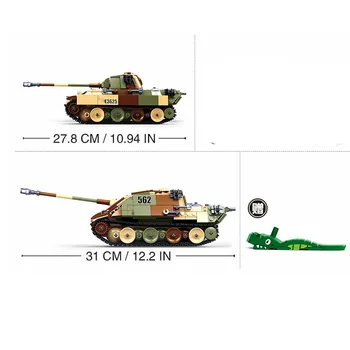 Militær-serien World War II WW2 tyske Leopard G mellemstore tank soldier våben DIY model byggesten Mursten Legetøj Gaver