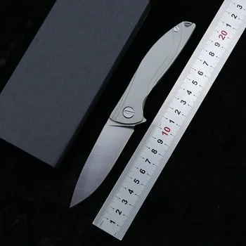 LEMIFSHE Neon Folde Kniv kugleleje D2 Blade TC4 Titanium Håndtag Udendørs Camping Mp Bærbare Jagt EDC Værktøj