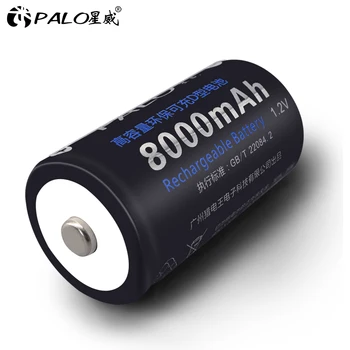 PALO 4stk 8000mAh D rechargerable batterier + NC35 hurtig opladning intelligent batterilader til AA AAA 2A, 3A C D NI-MH NI-CD