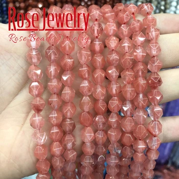 Naturlig Facetslebet Cherry Kvarts sten Perler Runde Løse Perler 6 8 10 mm For Smykker at Gøre DIY Armbånd Halskæde Charme 15