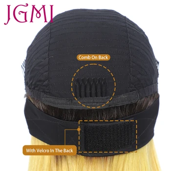 JGMI 1B/613 Lige Remy Brasilianske menneskehår, Tørklæde, Pandebånd Paryk til Kvinder Ombre Sort Blonde Blond 613 Fuld Maskine Glueless