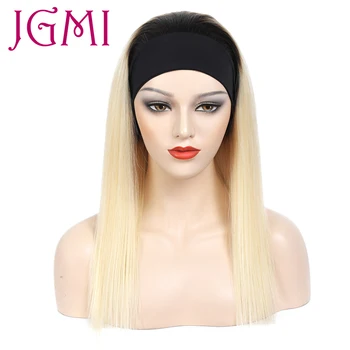 JGMI 1B/613 Lige Remy Brasilianske menneskehår, Tørklæde, Pandebånd Paryk til Kvinder Ombre Sort Blonde Blond 613 Fuld Maskine Glueless