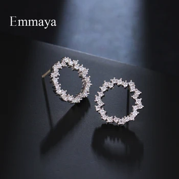 Emmaya Chraming Uregelmæssige Runde Design Øreringe Med Cubic Zircon For Kvindelige Mode Smykker I Wedding Party Fine Dress-up