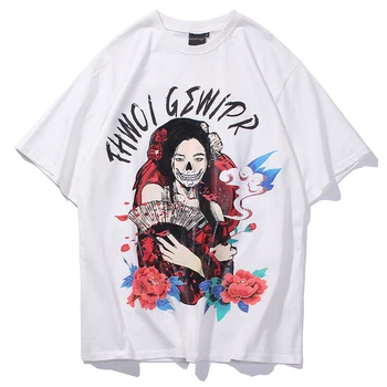 Aolamegs T-Shirt Mænd Japansk Stil, Æstetik Geisha Udskrive Kort Ærme T-Shirt Summer Harajuku High Street Streetwear t-Shirts mænd