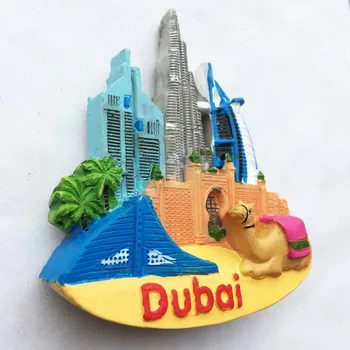 1STK Harpiks 3D Dubai, Burj Khalifa, der Sejler Hotel Atlantis køleskabsmagneter Turist-souvenir -